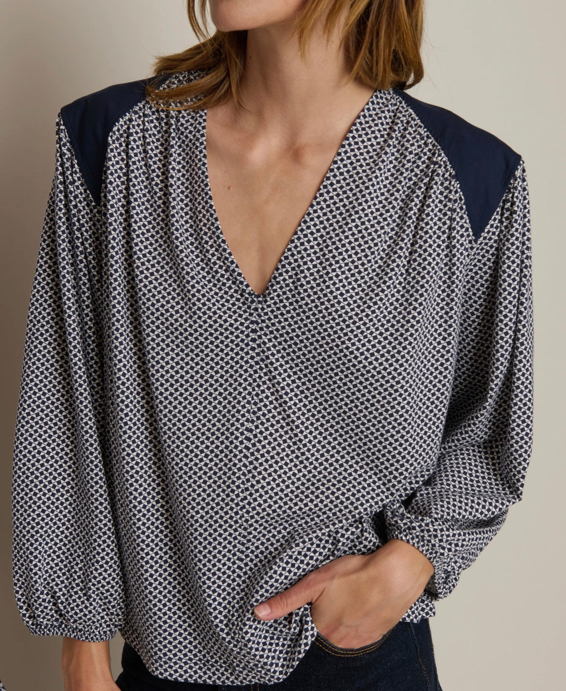 Nation Ltd Twyla Long Sleeve Top - Tossed Geo