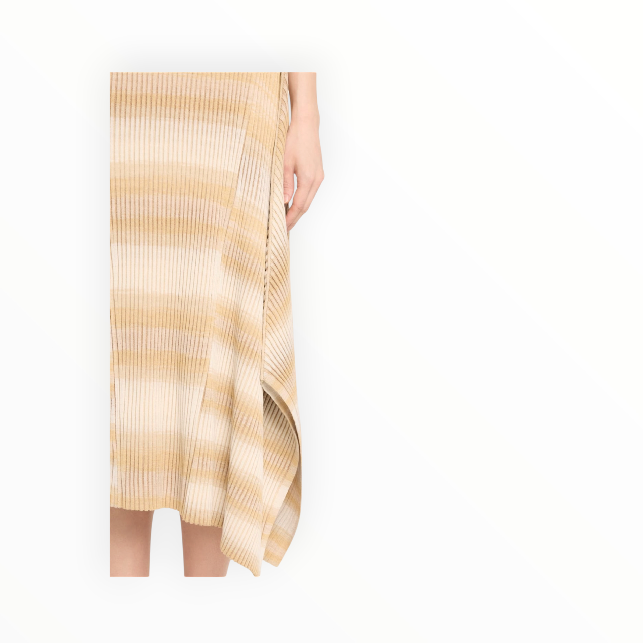 SIMKHAI Caelan Asymmetric Stripe Knit Skirt - Sand Multi