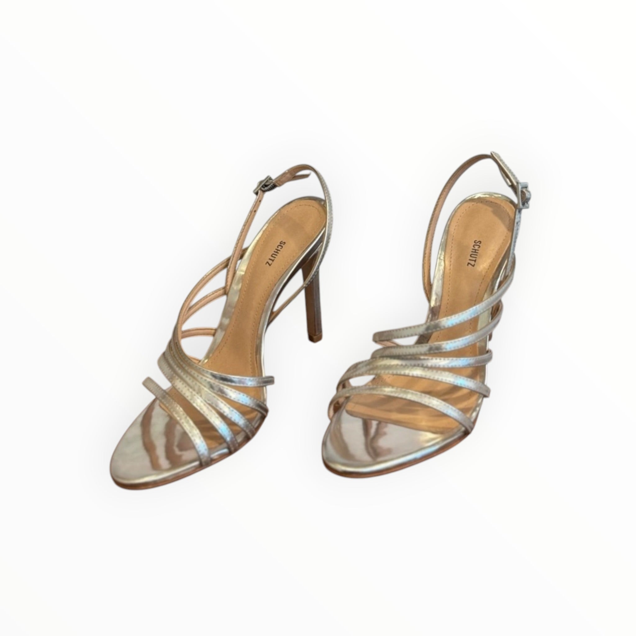 Schutz Talia Strappy Heels - Prata
