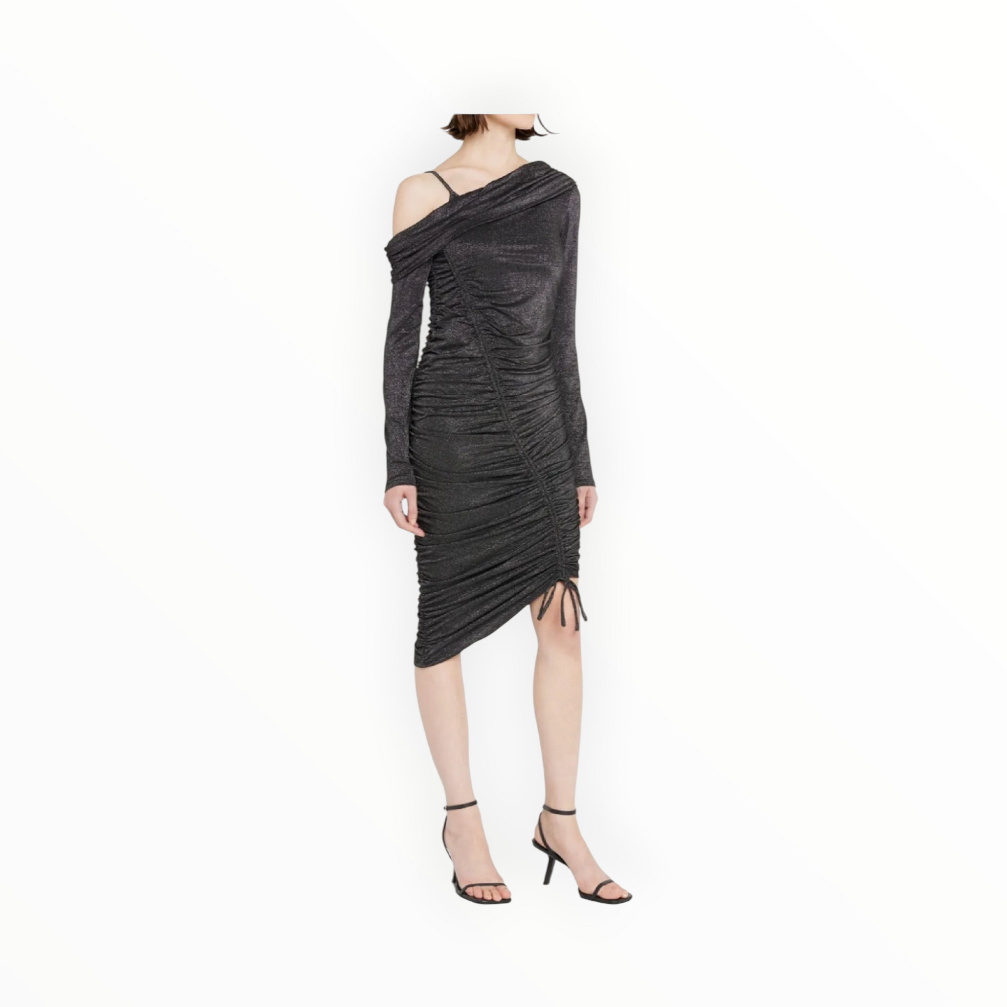 Jonathan Simkhai Sabine Metallic Ruched One-Shoulder Dress