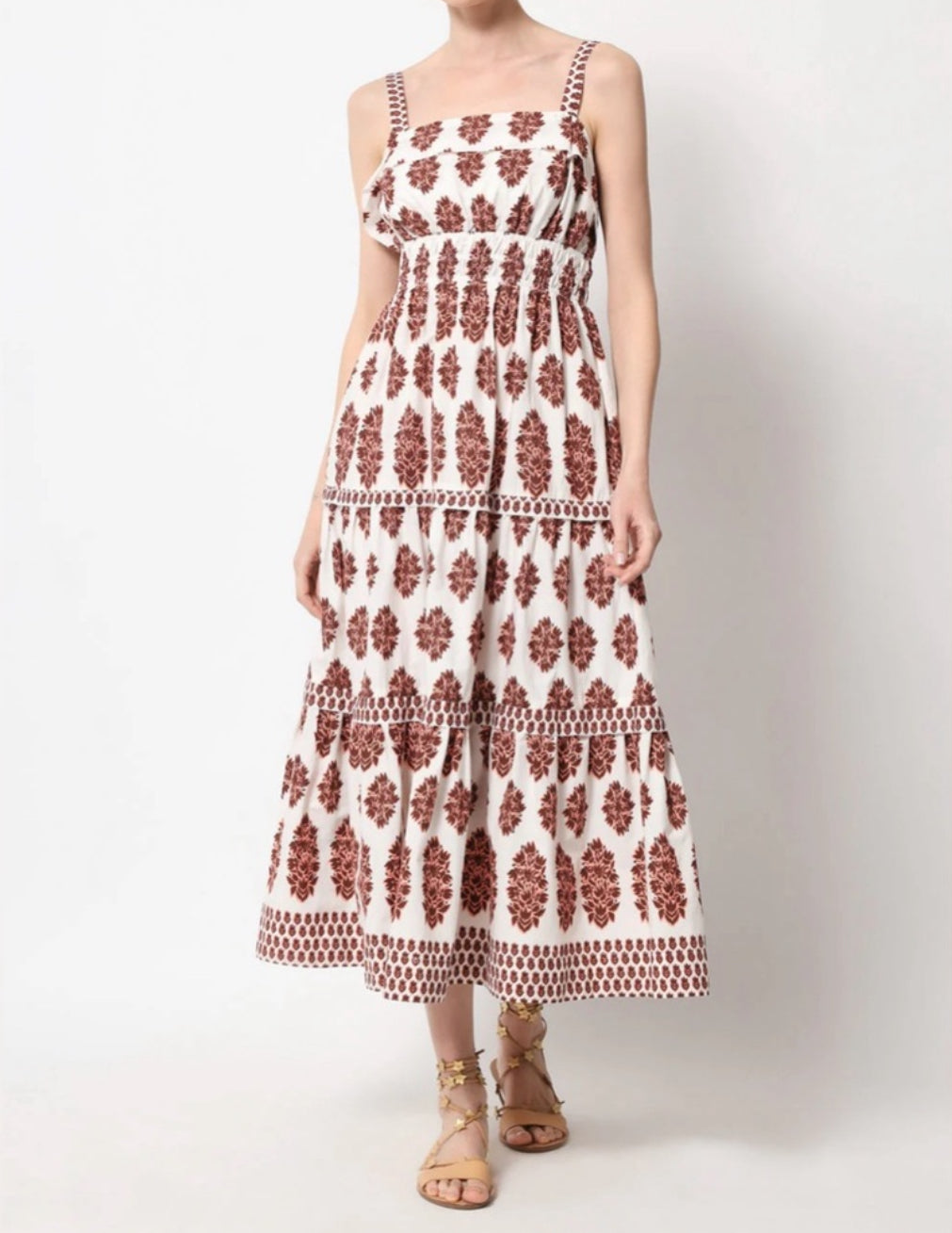 Omika Monroe Midi Dress - Adia Peach