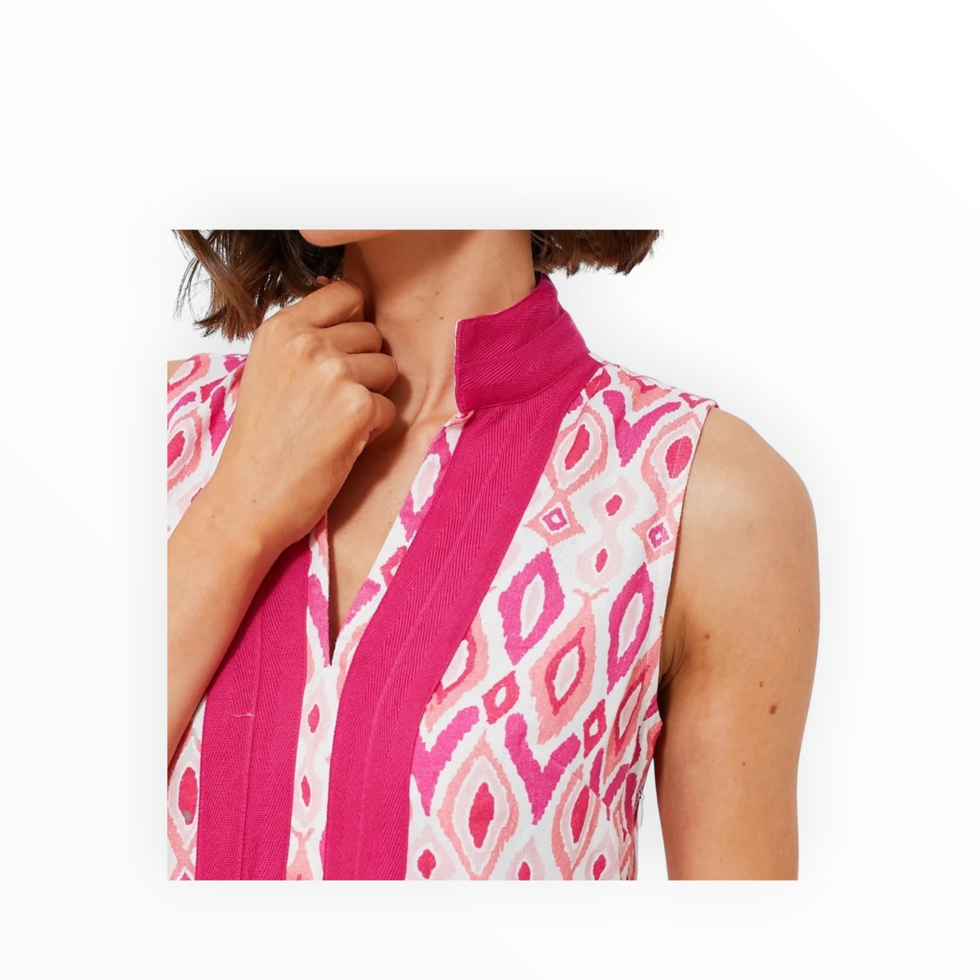 Sail To Sable Pink Ikat Sleeveless Classic Tunic