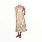 Greylin Layla Scarf Print Midi Dress - Brown/Yellow