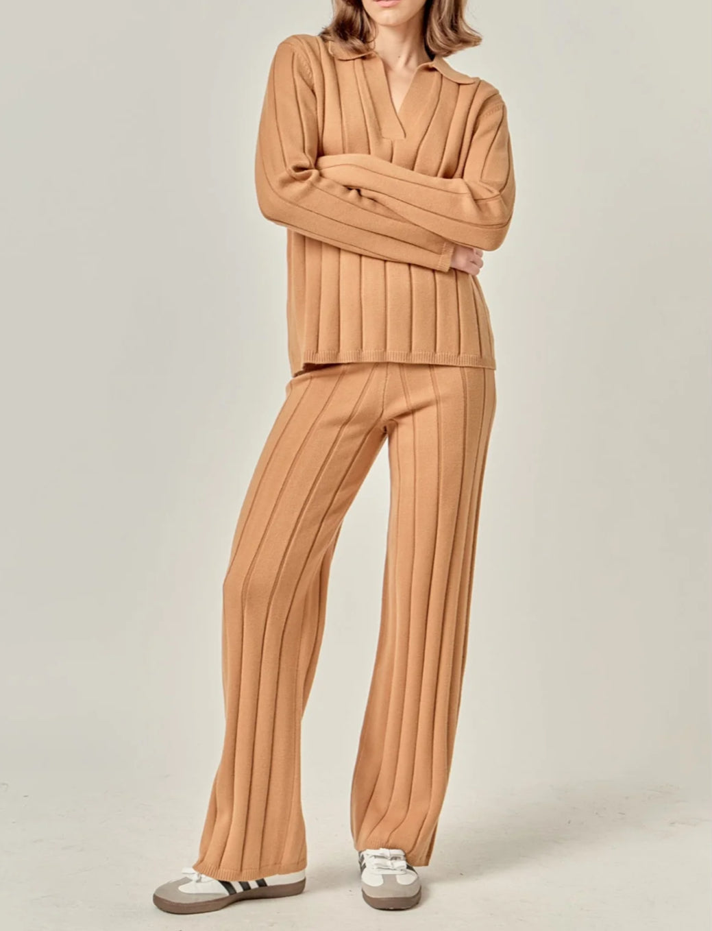 English Factory Texture Knit Top - Camel