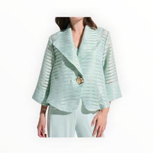 Joseph Ribkoff Shadow Stripe Swing Jacket W/Lapel Style - Pistachio