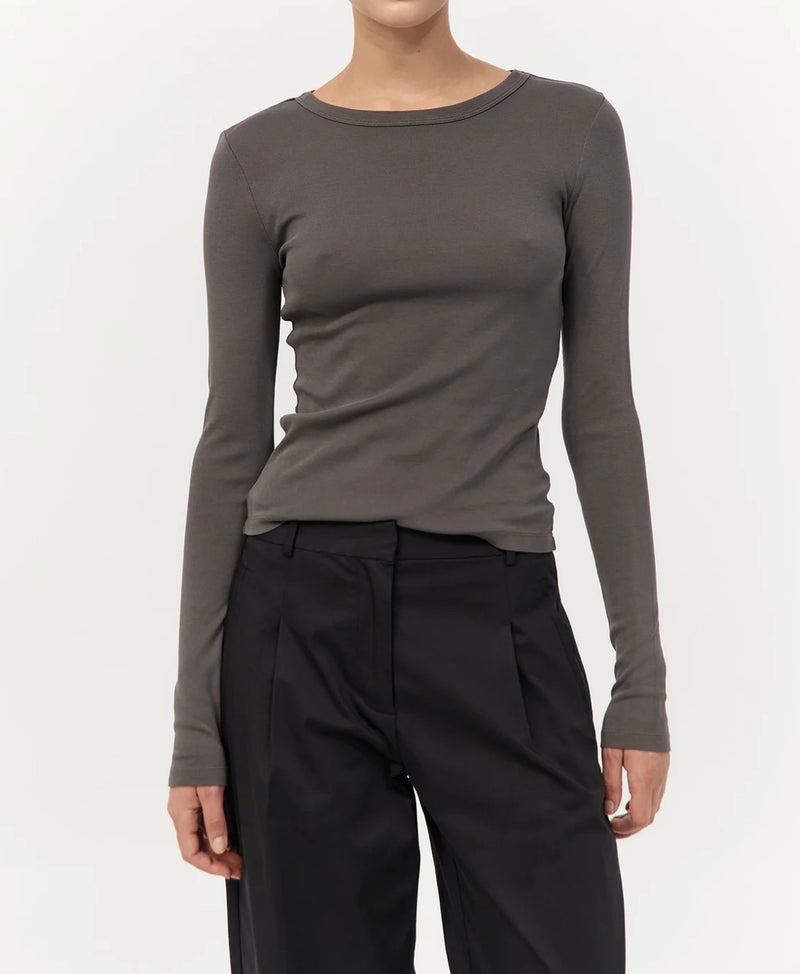 St. Agni Organic Cotton Long Sleeve Top - Khaki