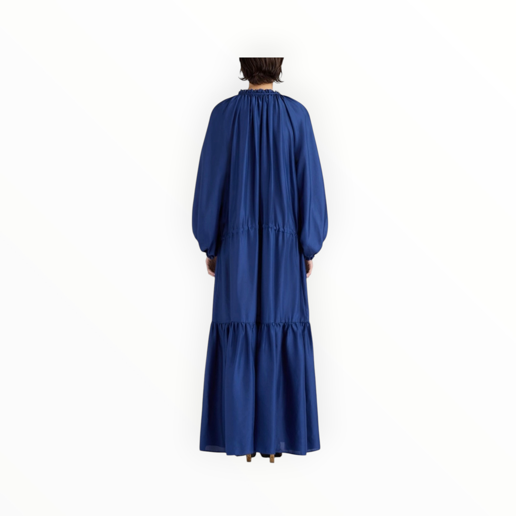 momonì Viento Dress in Solid Color Habutai Silk - Ultramarine Blue