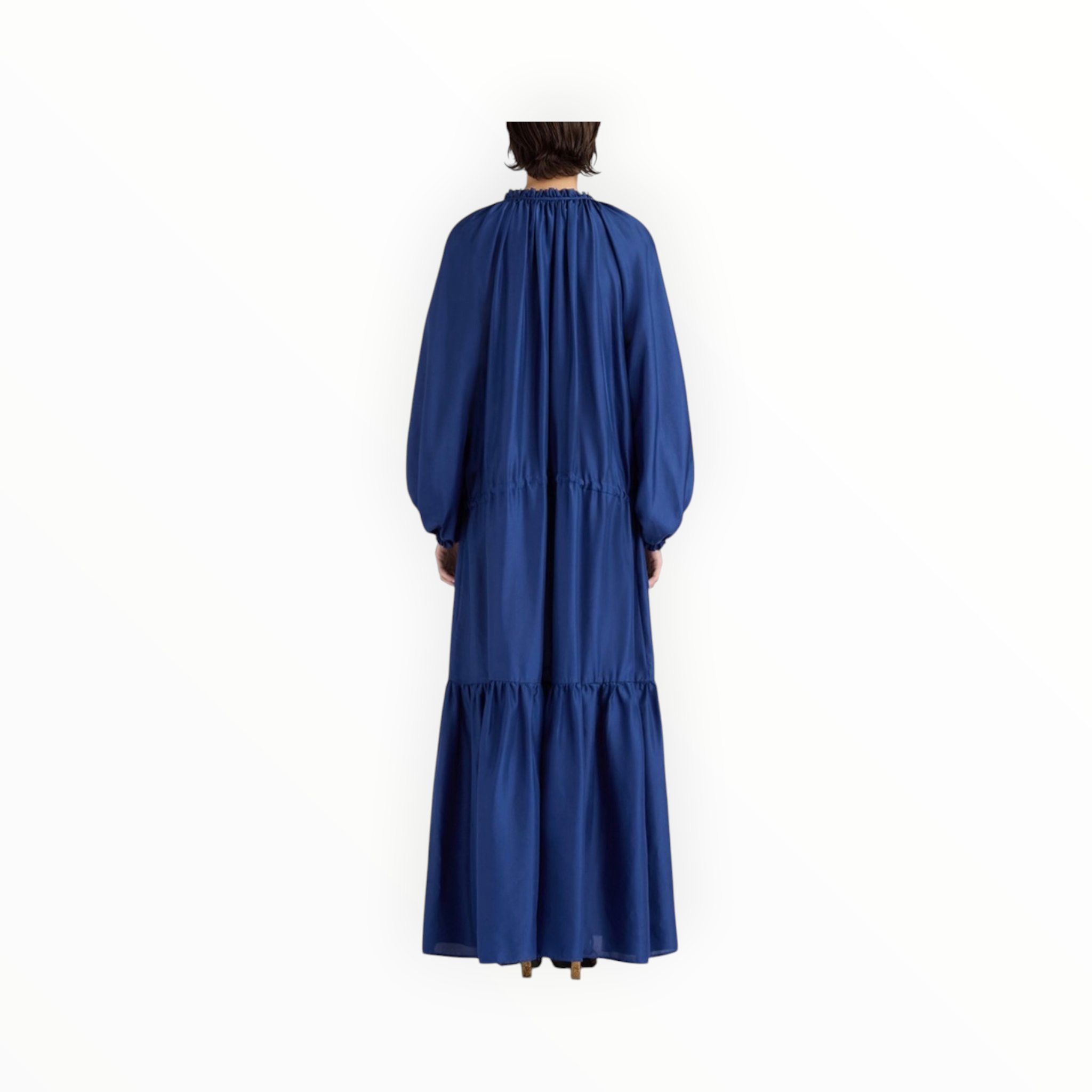 momonì Viento Dress in Solid Color Habutai Silk - Ultramarine Blue