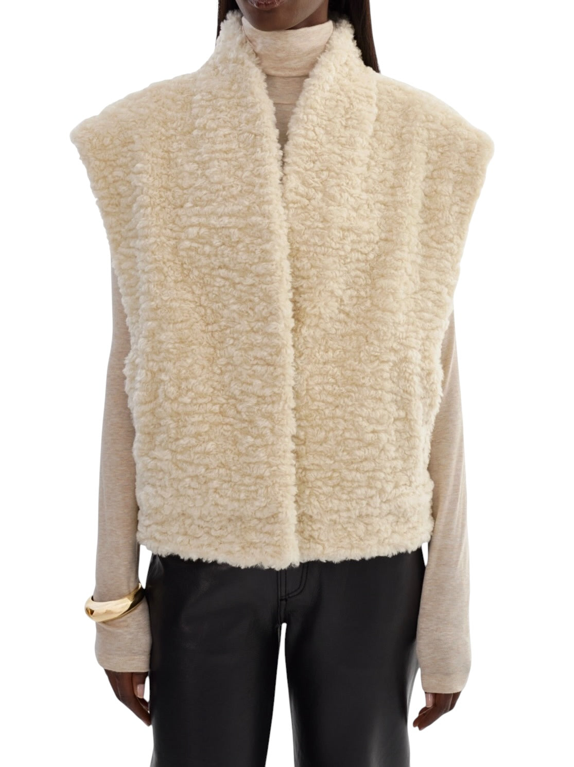 Lamarque Dua Reversible Sherpa Vest - Ecru