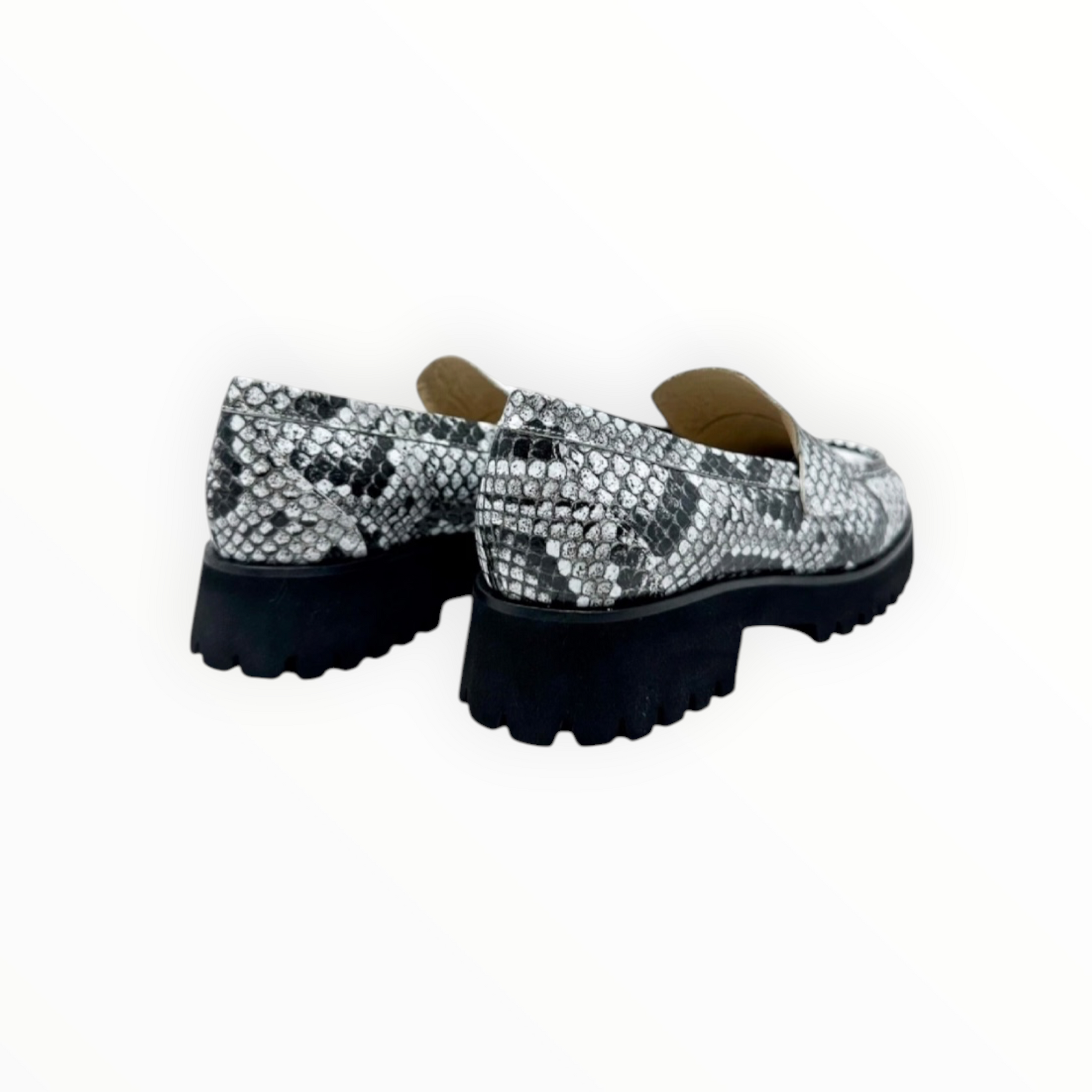 Frēda Salvador Hana Croc Embossed Loafer - Black/White