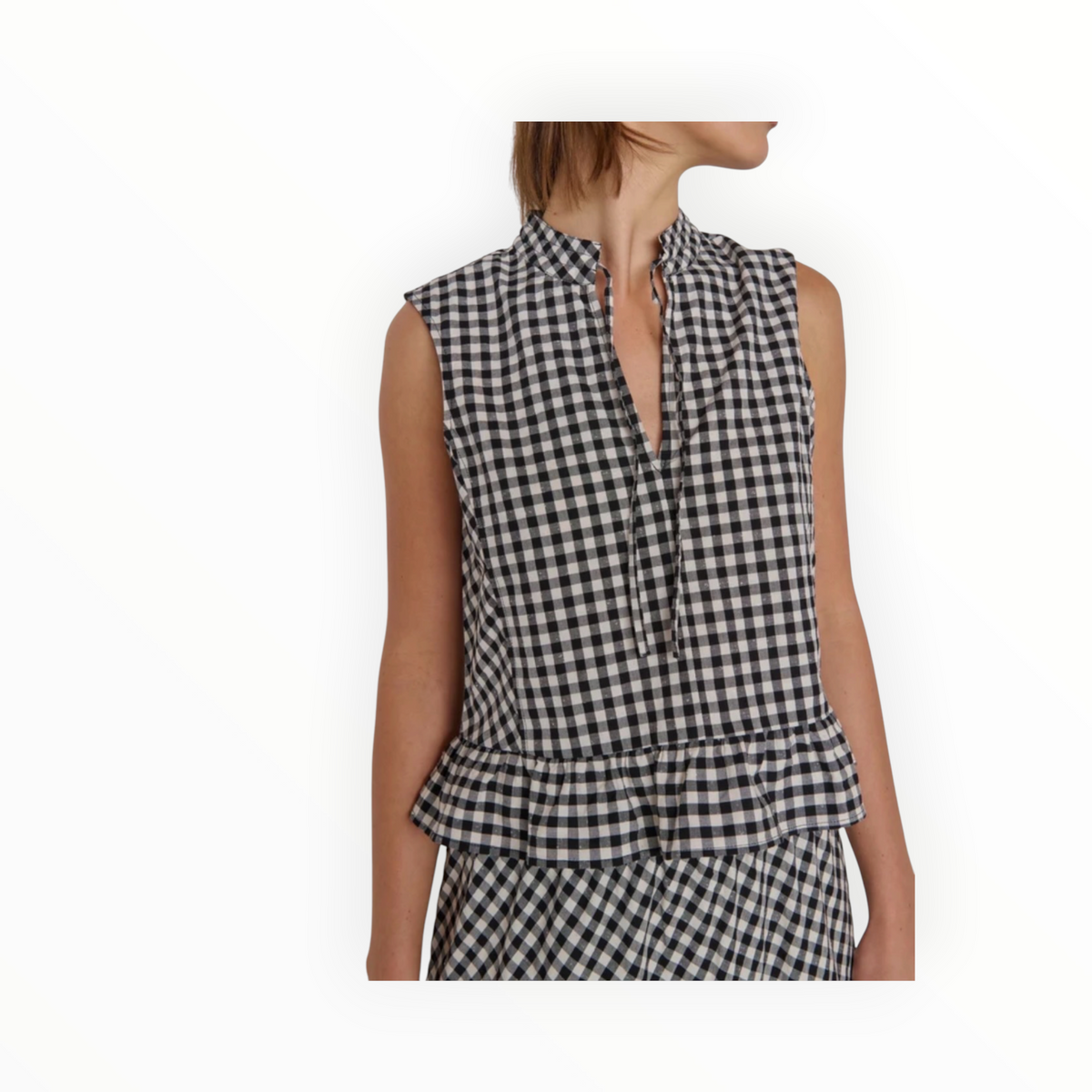 Nation Ltd Dana Tank - Black Cream Gingham