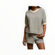 perfectwhitetee Bennie French Terry Short - Navy Stripe