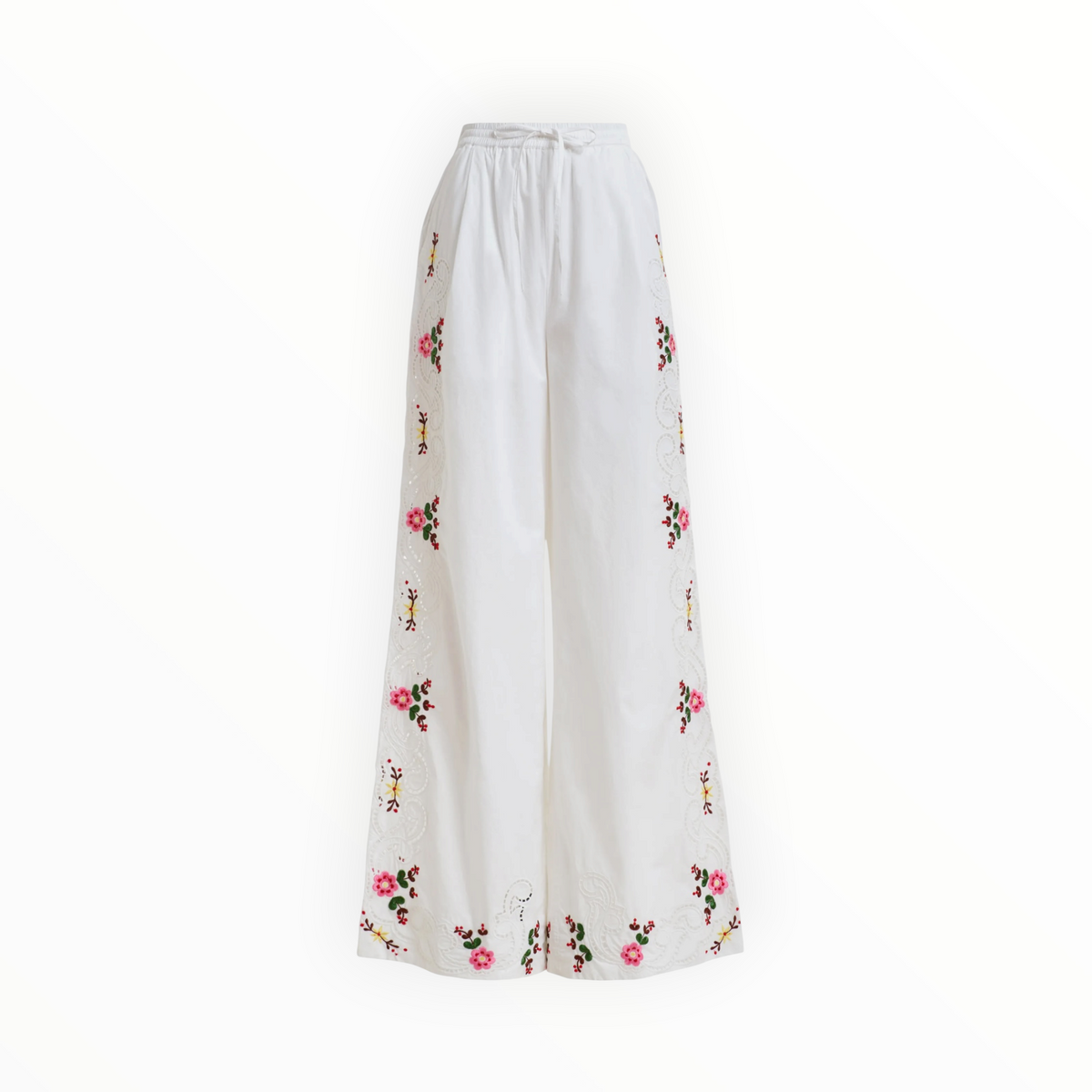 Essentiel Antwerp Janai Embroidered Pants - White