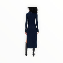 Stateside Fine Rib Ruched Buttoned Dress - Navy