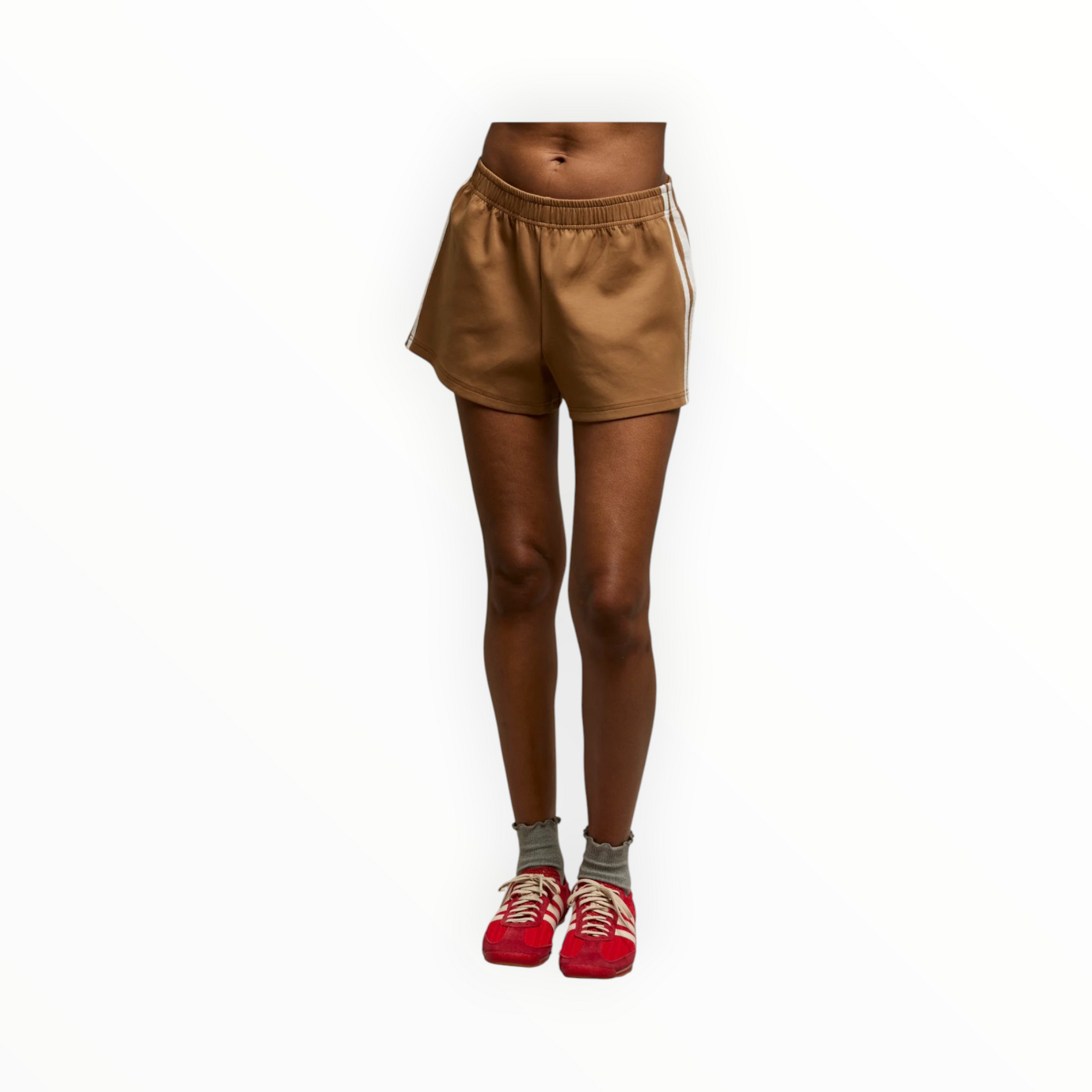 perfectwhitetee Mikayla Pureform Sport Short W/Side Stripe - Mocha