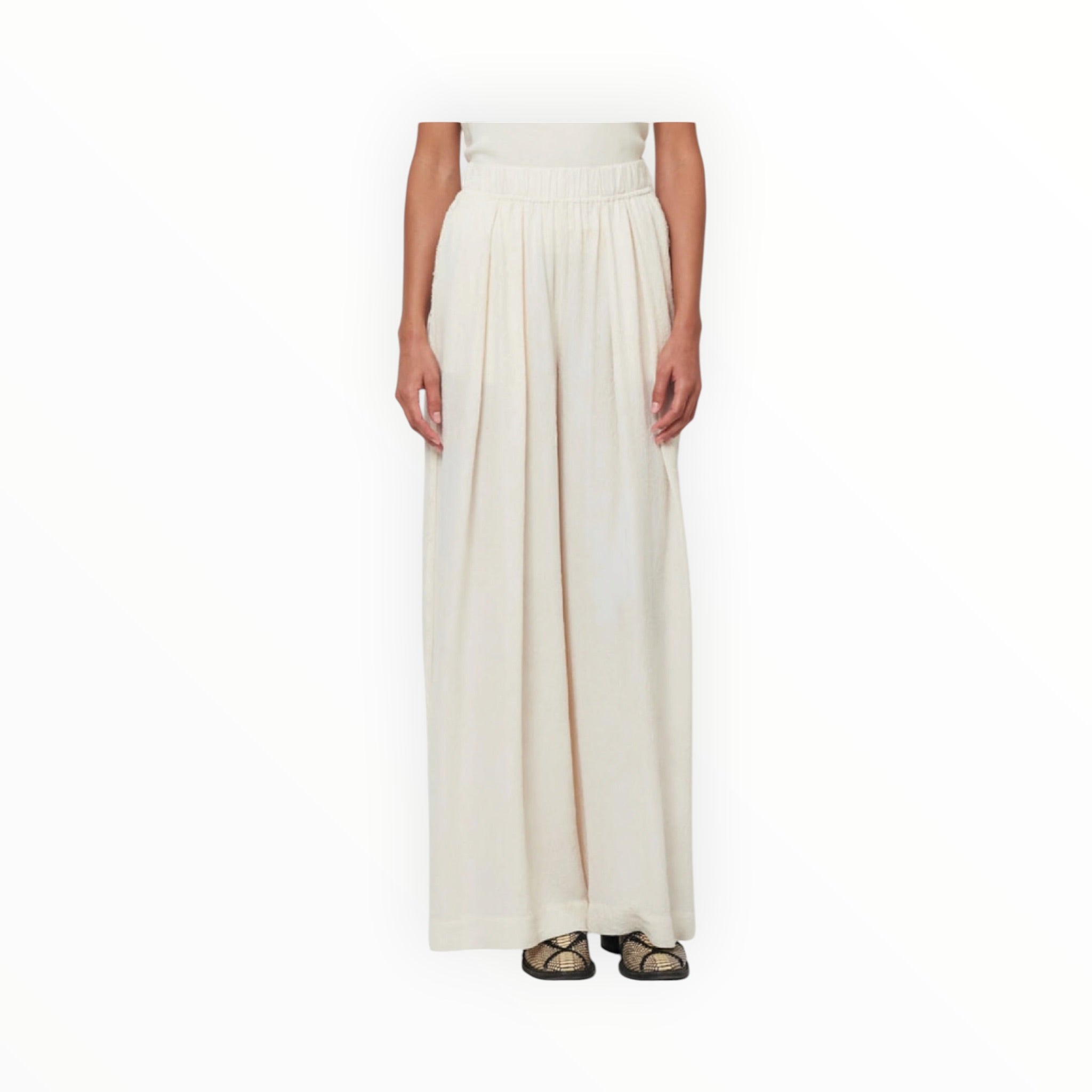 Raquel Allegra Silk Jacquard Athena Pant - Cream