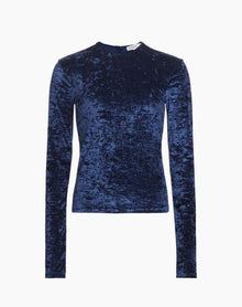 Frame Velvet Long Sleeve Top - Blu Scuro