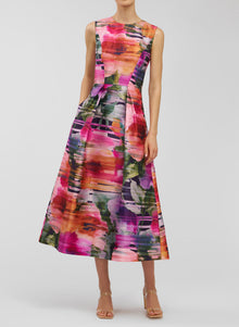 Kay Unger Tessa Tea Length Dress - Sunflower Multi