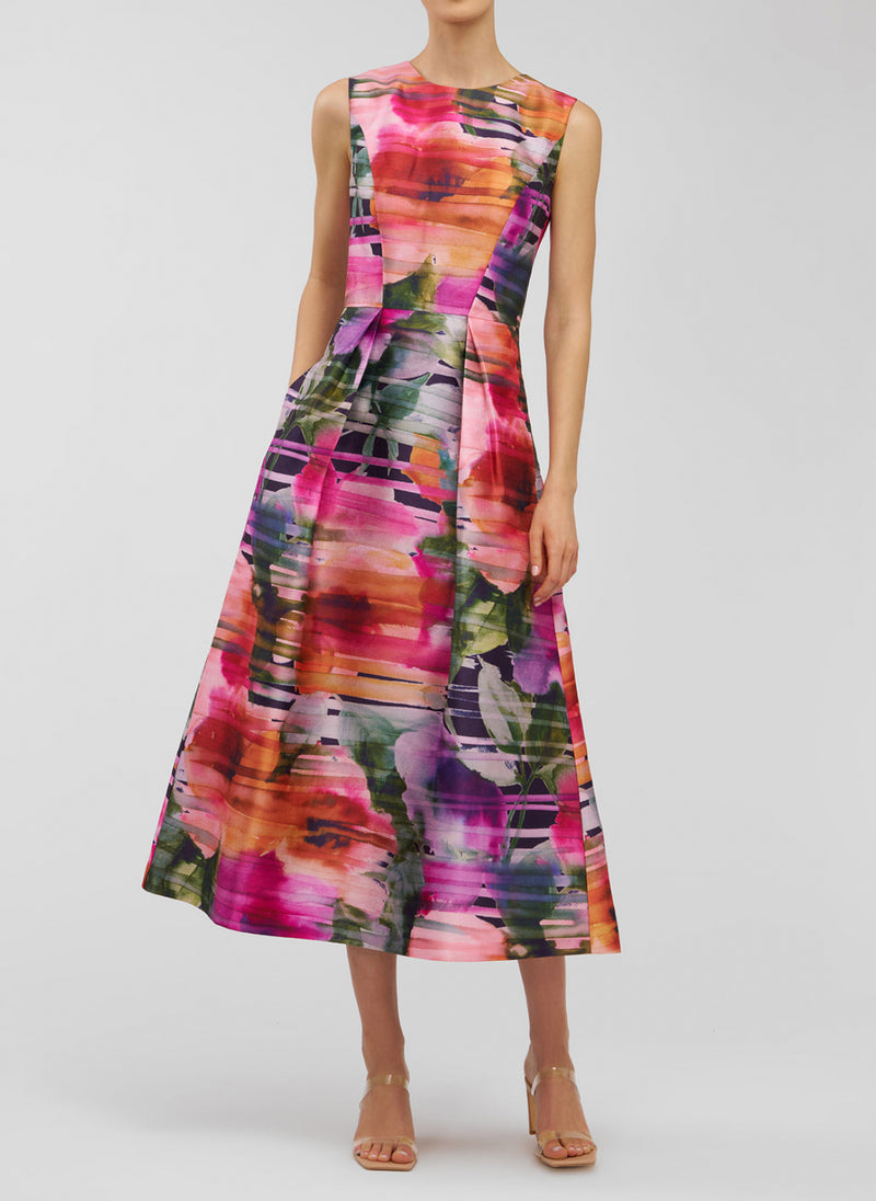 Kay Unger Tessa Tea Length Dress - Sunflower Multi