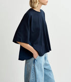 Essentiel Antwerp T-Shirt W/Satin Back Panel - Navy Blue