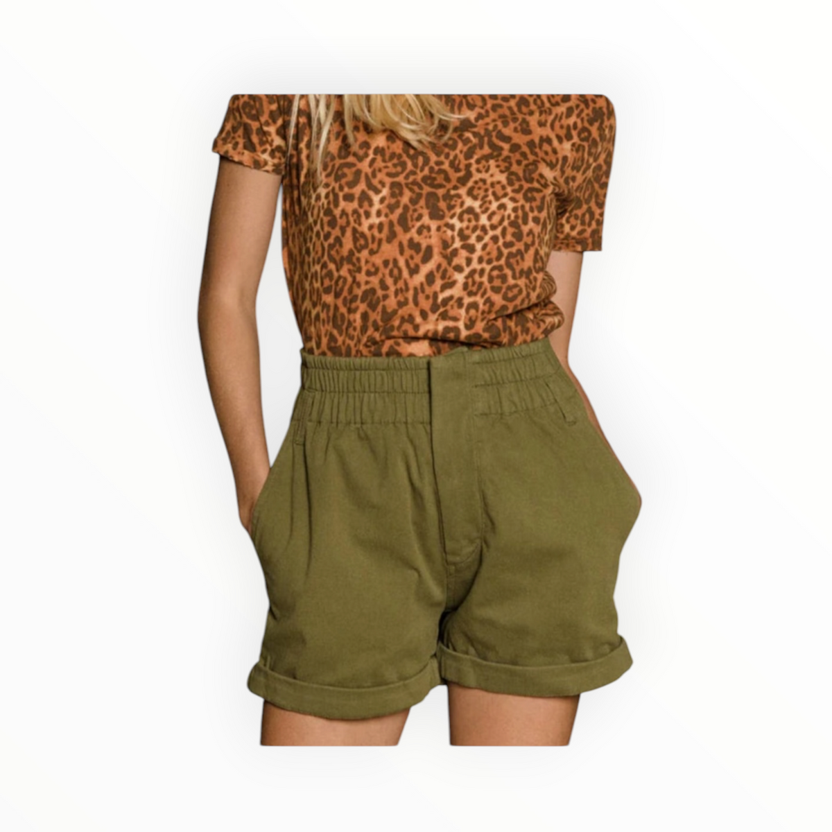 Ragdoll LA High Waisted Shorts - Army Green