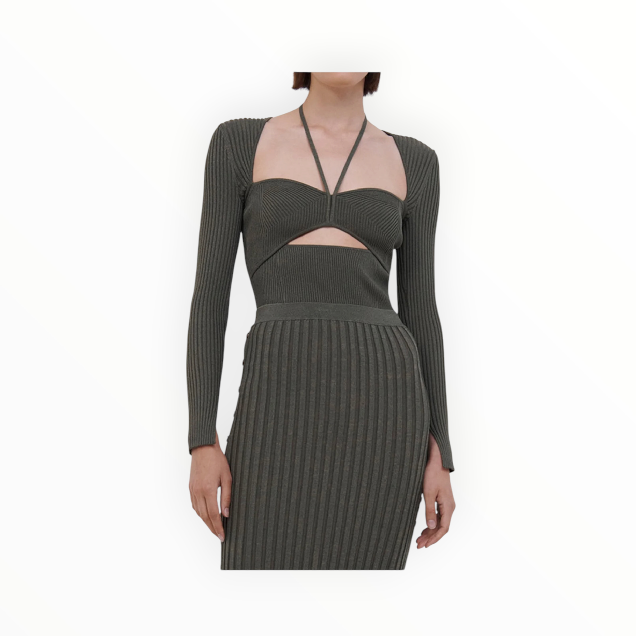 SIMKHAI Alexia Marled Sweetheart Top - Olivine