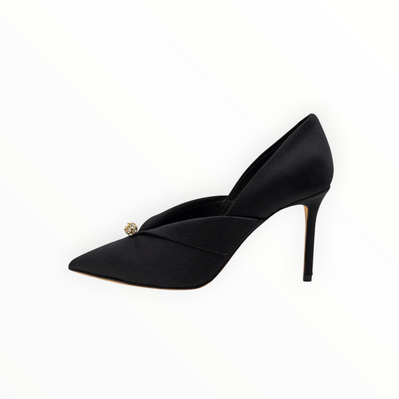 Something Bleu Selah Pointed Toe Pump - Black Satin