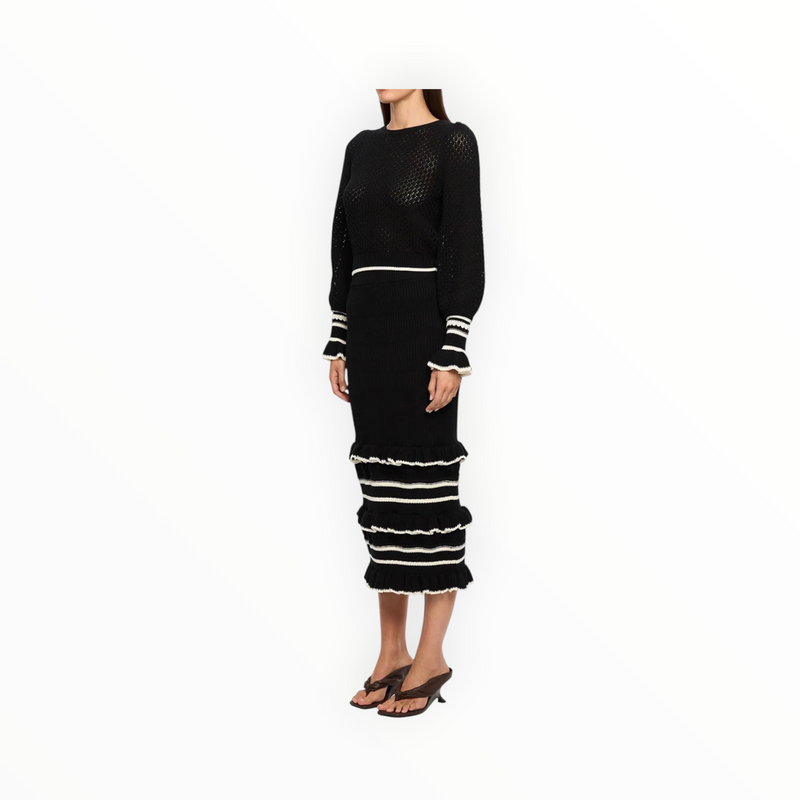 Kivari Rafaela Rafaela Knit Midi Skirt - Black/Cream
