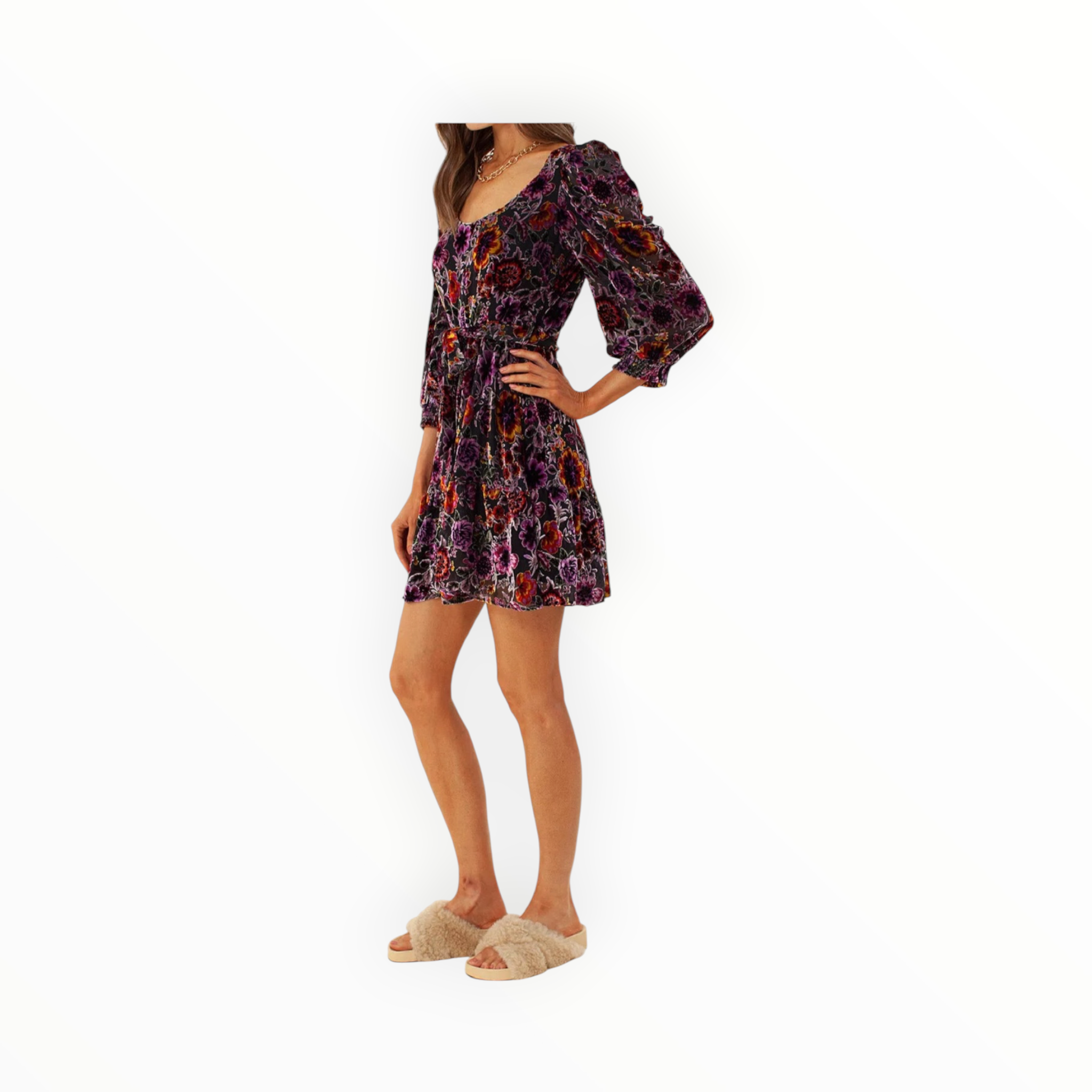 Hale Bob Velvet Burnout Talora Silk Dress - Black