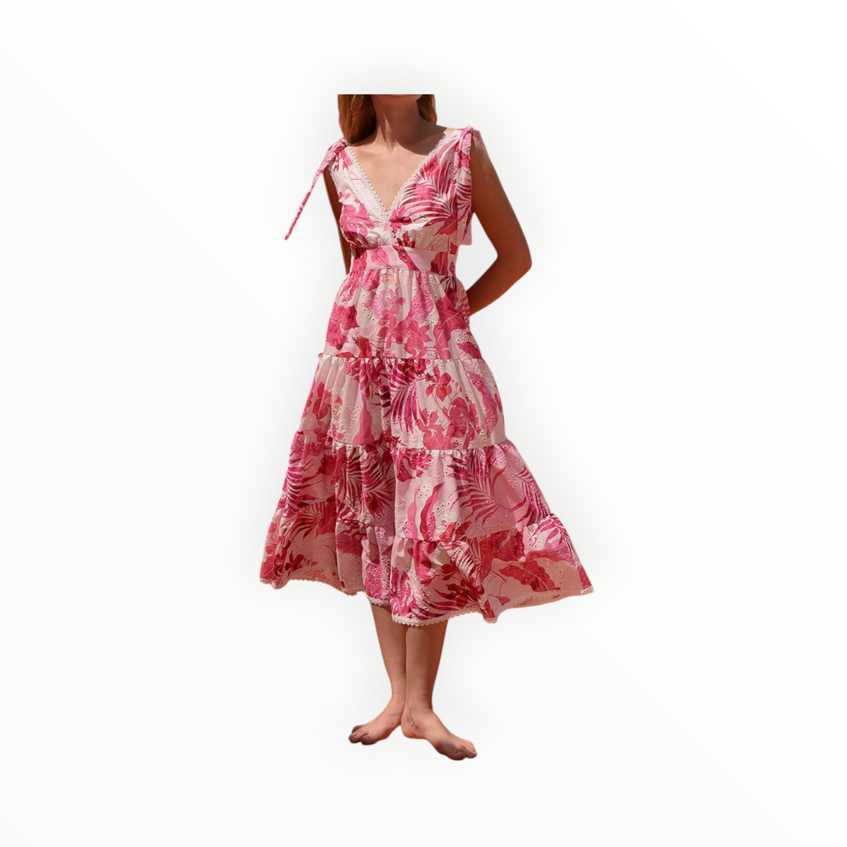 Kasia Anofi Midi Dress - Flamingo