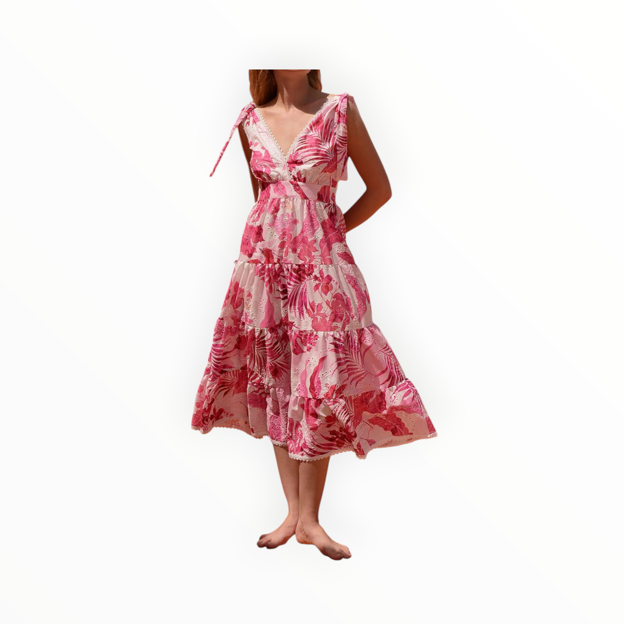 Kasia Anofi Midi Dress - Flamingo