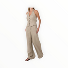 Phoebe Jon Sabrina Halter Vest in Linen - Taupe