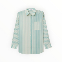 perfectwhitetee Avalon Poplin Button Down - Teal Blue/Sugar Stripe