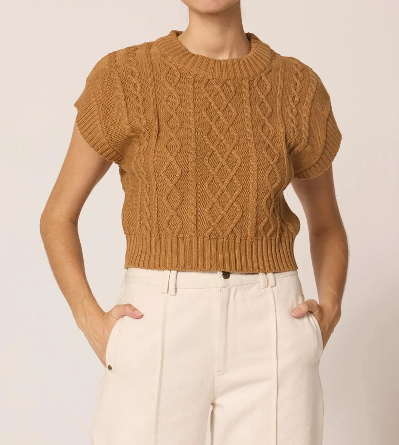 Cleobella Gigi Cropped Sweater Vest - Tan