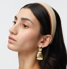 Lele Sadoughi Natural Canvas Bessette Faux Leather Trim Headband