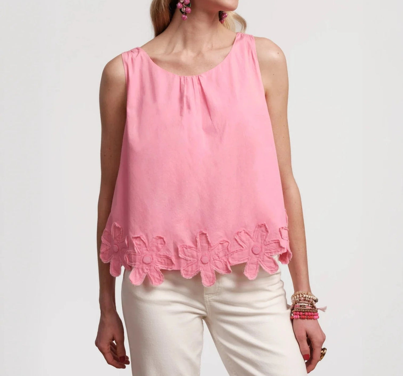 Frances Valentine Zennia Flower Hem Tank - Pink