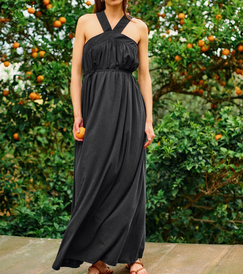 Nation Ltd Brielle Halter Dress - Navy Night Sky