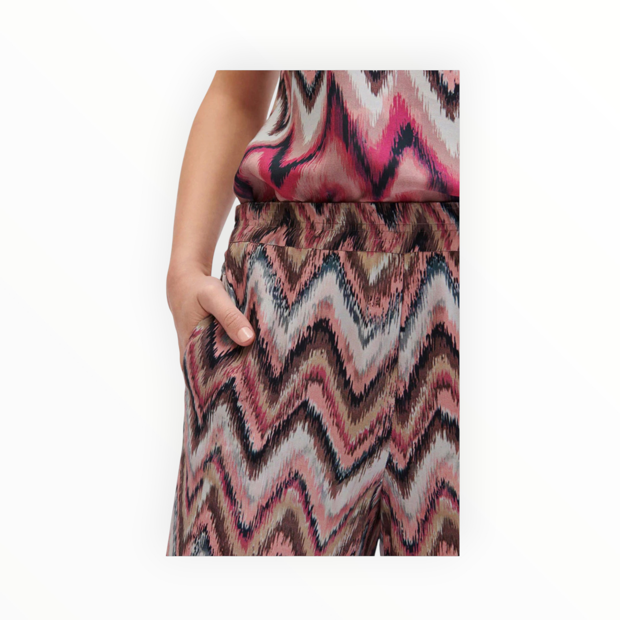 Luisa Cerano Zig Zag Printed Trousers - Pink/Barolo