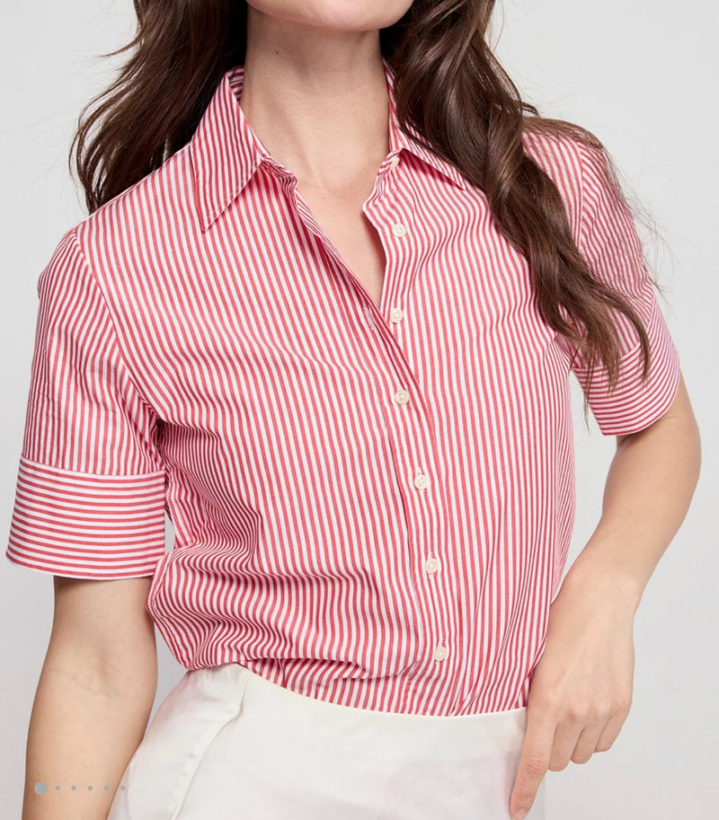The Shirt by Rochelle Behrens The Short Sleeve Shirt - Red/White Stripe