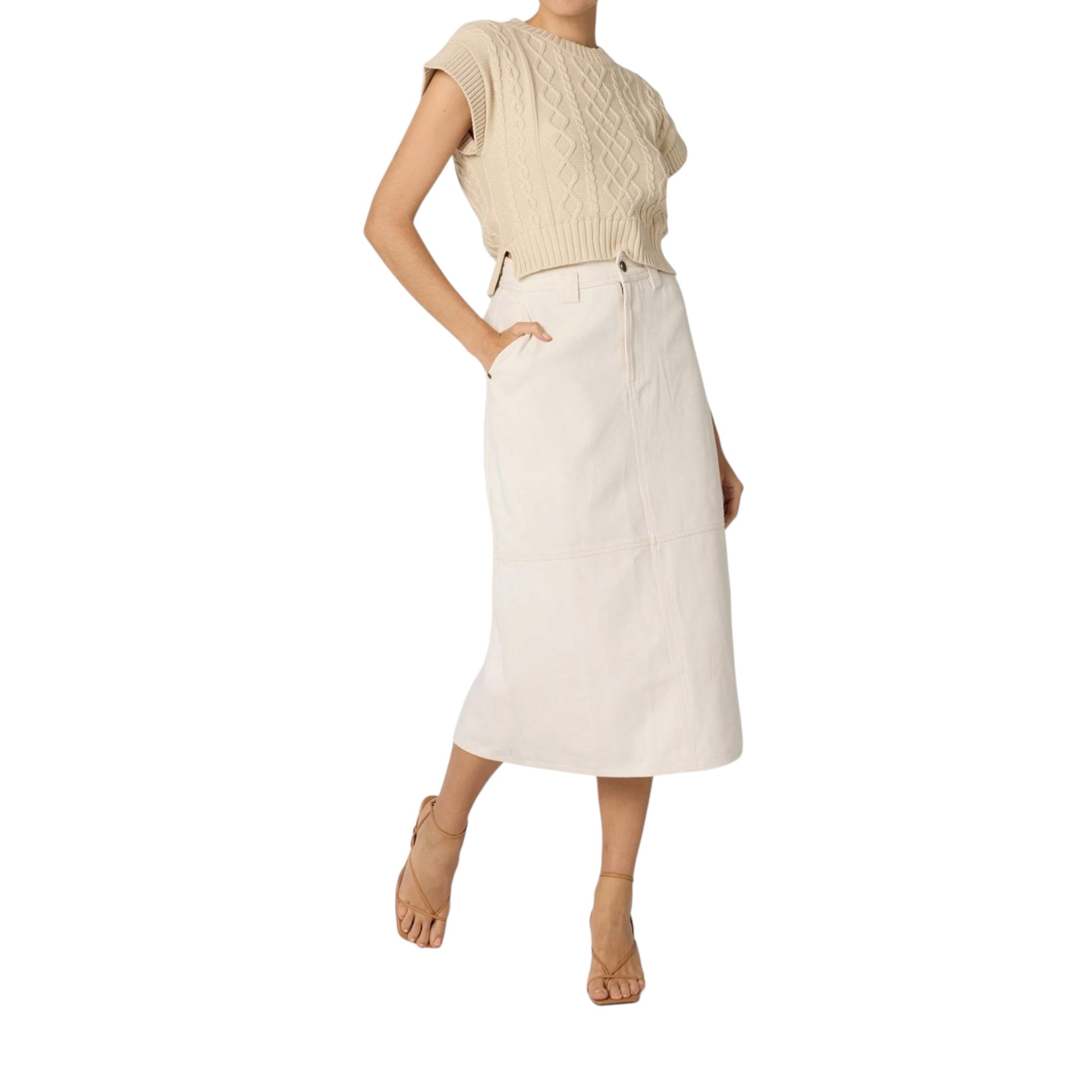 Cleobella Gigi Cropped Sweater Vest - Cream