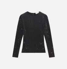 Frame The Rhinestone Jersey Top - Black