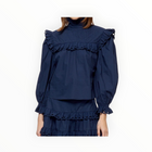 Stellah Eyelet Trimmed High Neck Blouse - Ink