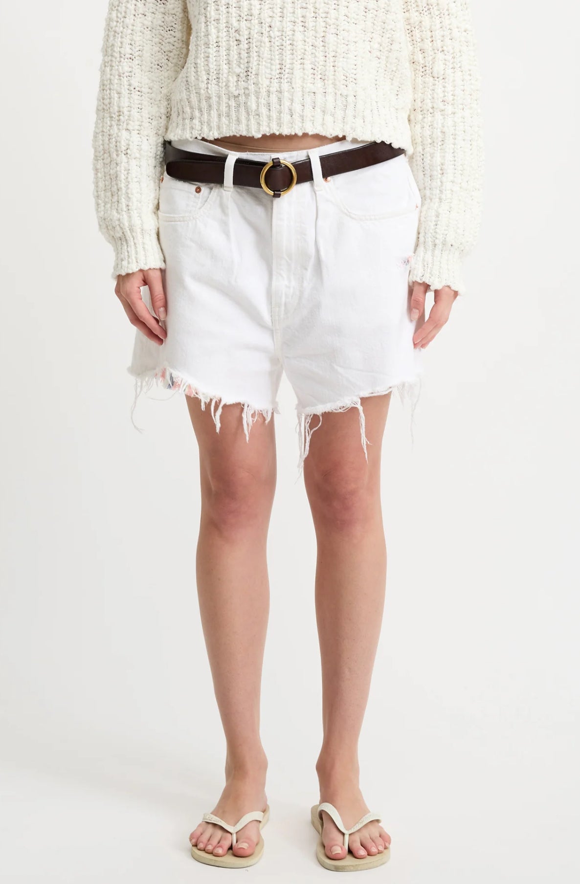 Denimist Brooke Short - White W/ Madras Patchwork