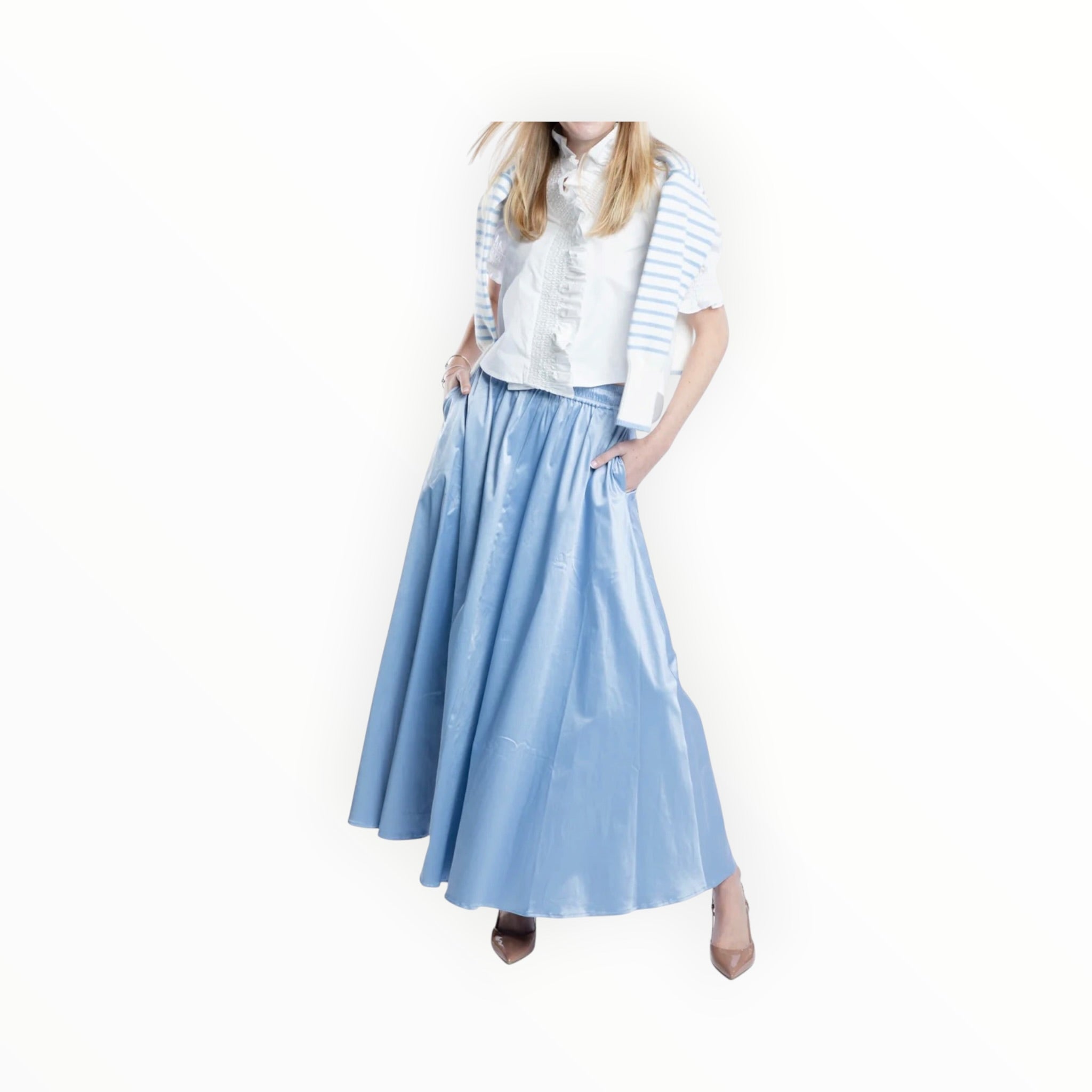 Burgess Serena Satin Skirt - Blueberry