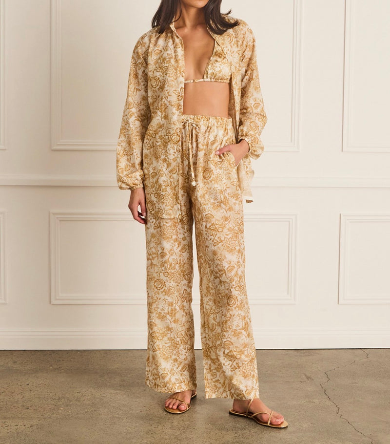 AQUA BLÚ Luminary Resort Pant - Gold