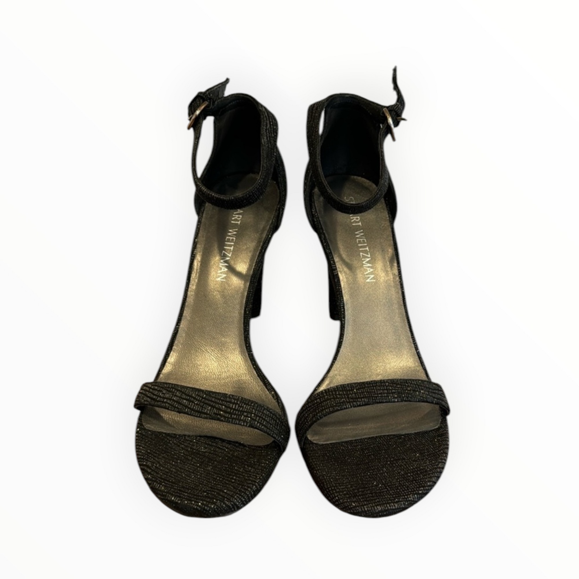 Stuart Weitzman Croc Embossed Walkaway Heel - Black