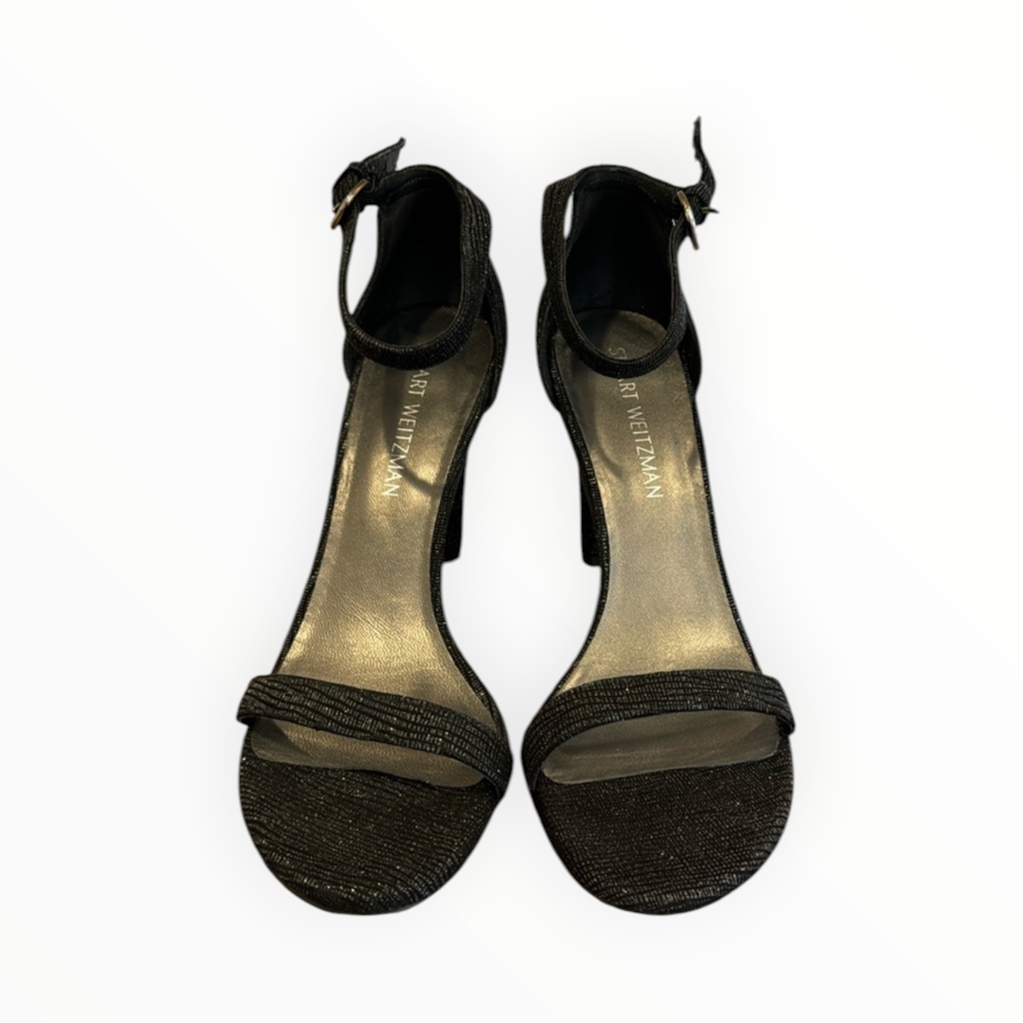 Stuart Weitzman Croc Embossed Walkaway Heel - Black
