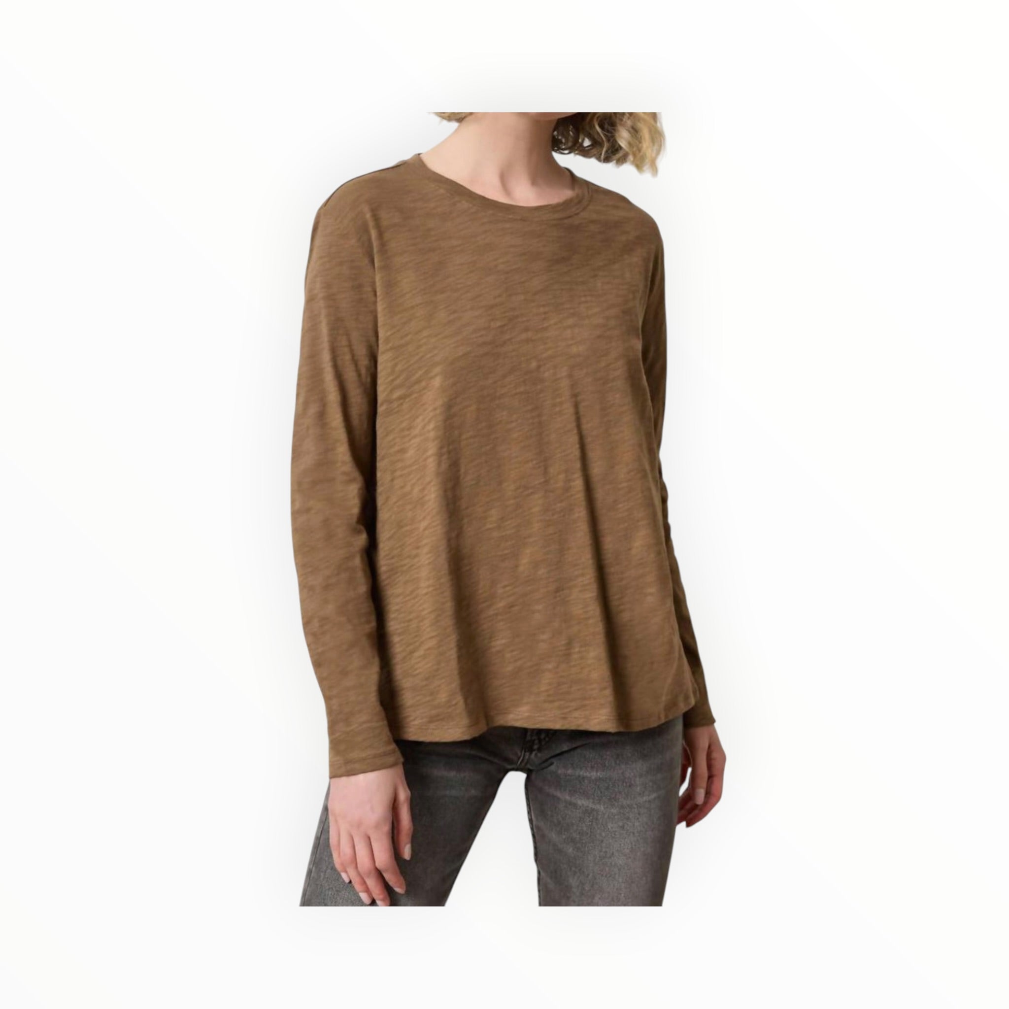 LILLA|P Long Sleeve Boyfriend Tee - Truffle