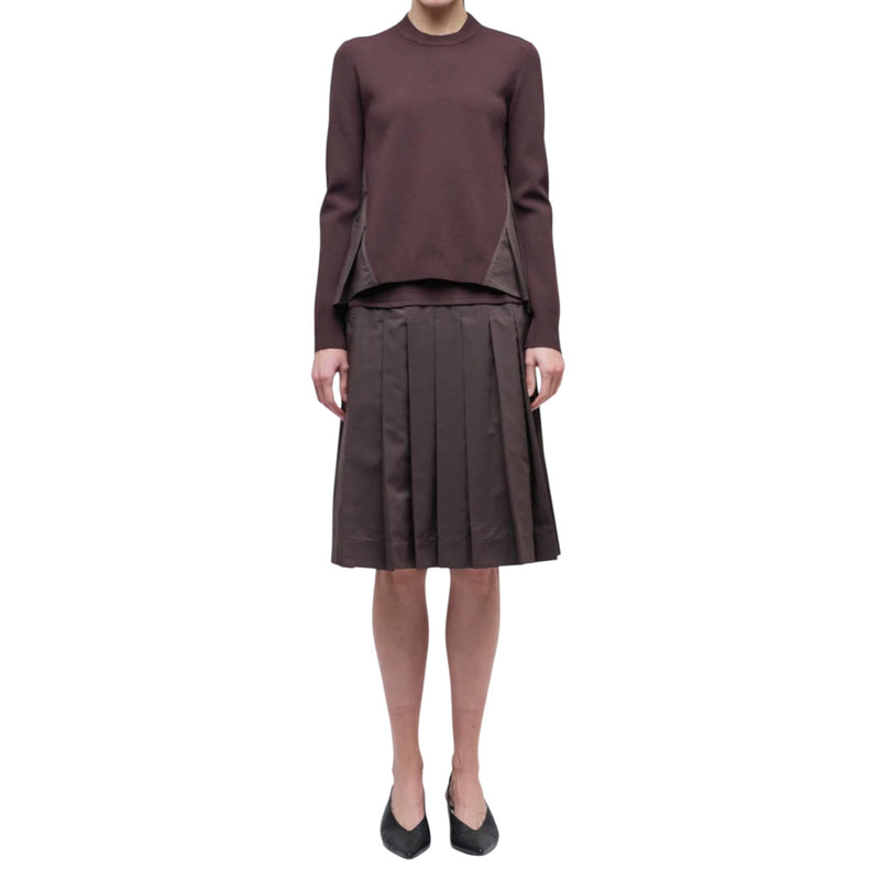 SIMKHAI Elanore Pleated Long Sleeve Top - Chocolate