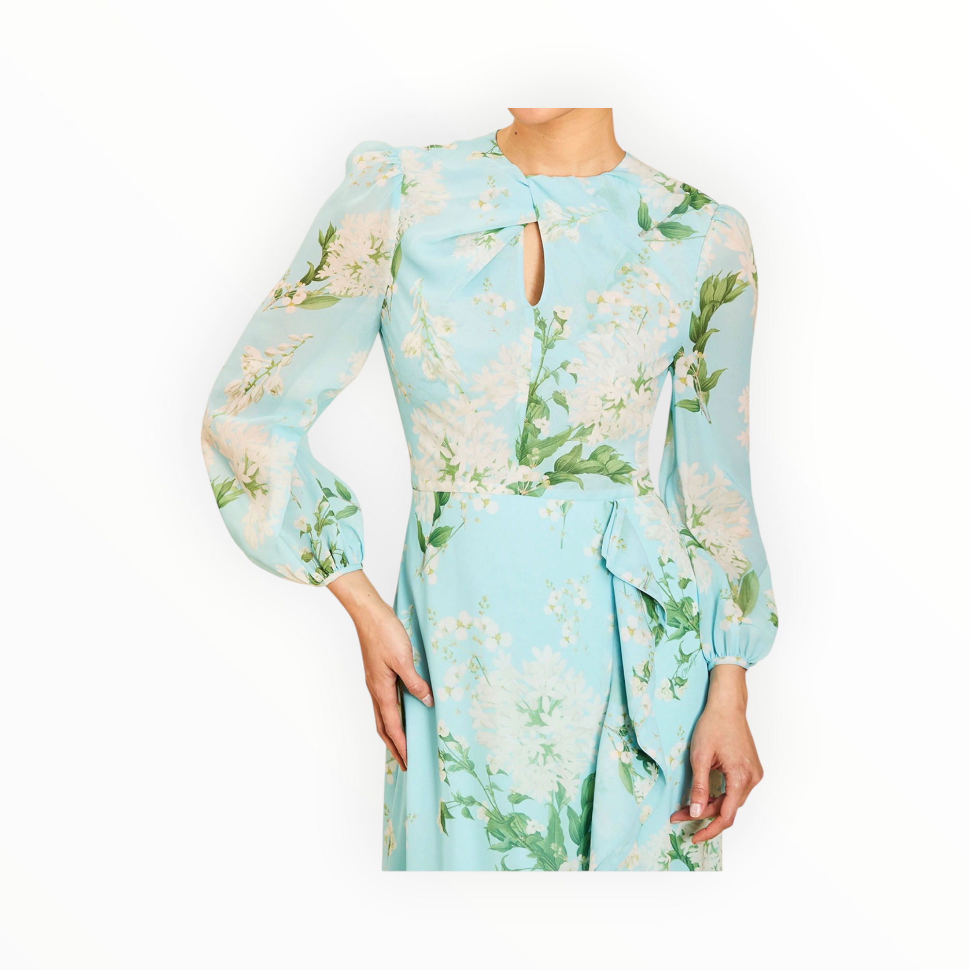 Mestiza Ophelia Chiffon Gown - Blue Botanica